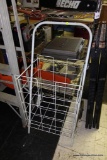 (BACK) ROLLING ALUMINIUM CART. WOULD BE GREAT FOR TOTING GROCERIES OR ANYTHING ELSE YOU MAY HAVE