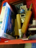 (BACK) TUB LOT: ROLLING PINS, RAVENSBURGER PUZZLE, MICRO MACHINES 7/11 CONVENIENCE STORE MODEL, ETC