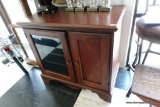 (FR) CONSOLE CABINET/ENTERTAINMENT CENTER; MAHOGANY 2 DOOR ENTERTAINMENT CONSOLE WITH 1 GLASS DOOR