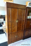 (R4) THOMASVILLE ENTERTAINMENT CENTER; THOMASVILLE OAK AND BURLED WALNUT 4 DOOR ENTERTAINMENT