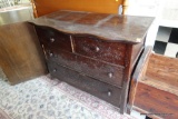 (R4) CHEST OF DRAWERS; 2/2 DRAWERS, RICH WALNUT, DOVETAIL CONSTRUCTION WITH ROUND WOOD KNOBS. COULD