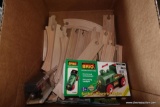 (BACK) BRIO WOODEN RAILWAY SYSTEM; BOX LOT INCLUDES ABOUT 25 SECTIONS OF TRACK AND SEVERAL