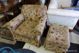 (R1) ARMCHAIR AND OTTOMAN; THIS MATCHING SET FROM THE 