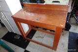 (BACK) PINE WORKSTATION WITH BACKSPLASH. WOULD BE GREAT FOR ANY HOME OR WORKSHOP!: 37.5