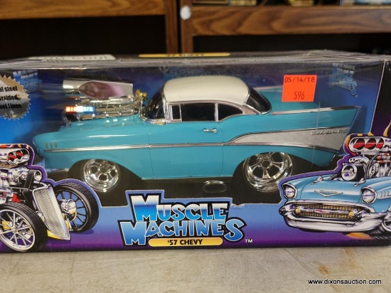 (SR1) MUSCLE MACHINES 1:18 SCALE 1957 CHEVY BEL AIR. IN THE ORIGINAL PACKAGE