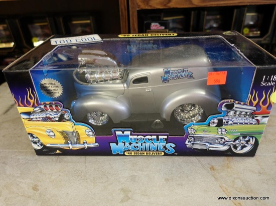 (SR1) MUSCLE MACHINES 1:18 SCALE 1940 SEDAN DELIVERY. IN THE ORIGINAL PACKAGE