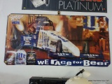 (OFF) MEDIUM SIZED BANNER ADVERTISING MILLER BEER. APPROXIMATELY: 6'x3'