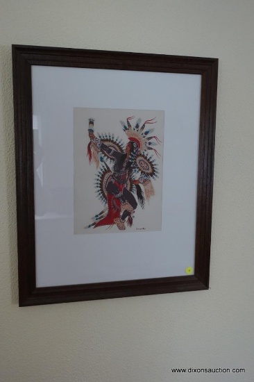 (BD2) 1 OF A PAIR OF NATIVE AMERICAN PRINTS SIGNED BY WOODY WILSON CRUMBO. EACH PRINT REPRESENTS A