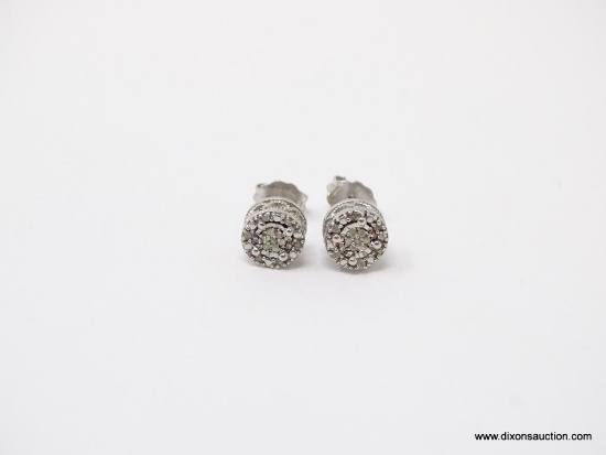 VERY NICE PAIR OF .925 STERLING SILVER AND DIAMONDS, POST EARRINGS WITH BACKS. THE DIAMONDS HAVE