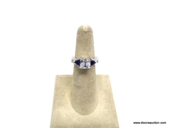 AMAZING DETAIL ON THE SIDE OF THIS STERLING SILVER DESIGNER RING SET WITH A LARGE CENTER CZ, 2