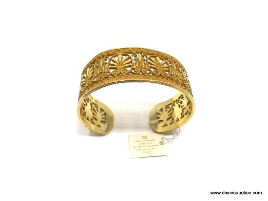 NEW WITH TAGS STILL ATTACHED A BEAUTIFUL GOLD TONE CUFF BRACELET MADE EXCLUSIVELY FOR THE