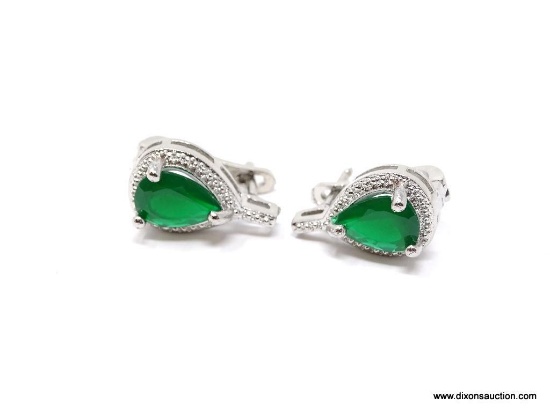 LADIES 4 CT PEAR-SHAPED EMERALD EARRINGS