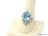 LADIES 4.25 CT SWISS BLUE TOPAZ GEMSTONE RING SIZE 9