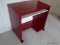 (UP) MODERN RED STUDENT DESK; SLEEK SQUARE DESIGN, ON 4 WHEELS FOR EASY MOVEMENT. CUTOUT SPACE