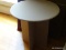 (FOY) PRESSBOARD POP-UP TABLE; EASILY ASSEMBLED TABLE HAS A CROSS-BASE WITH ROUND PLATFORM THAT