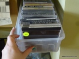 (LR) BOX LOT OF REWRITABLE CDS AND JEWEL CASES ALONG WITH A BAG OF CORDS/WIRES.