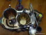 (FOY) STERLING AND SILVER PLATE ITEMS, INCLUDES SALT AND PEPPER SHAKERS, SEVERAL SMALL TRAYS, SPOON,