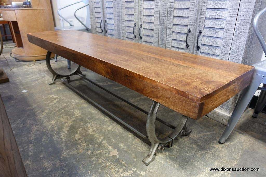 Lot R1 Rustic Farmhouse Style Bench With Cast Iron Legs And