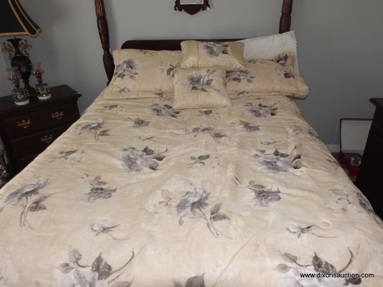 (BR2) ALL LINENS AND PILLOWS ON #37. IN CREAM AND FLORAL COLOR AND PATTERN