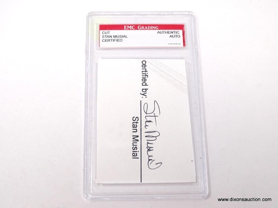 STAN MUSIAL SIGNED AND GRADED EMC.