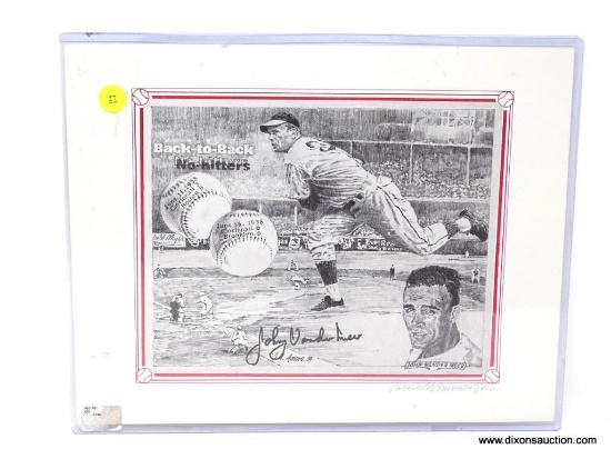 JOHN VANDERMEER SIGNED DRAWING. TWO BACK-TO-BACK NO-HITTERS.