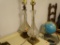 (MBR) GLASS DECANTER SHAPED LAMPS WITH SQUARE BRASS BASES; VERY HEAVY AND VINTAGE IN APPEARANCE,