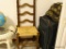 (MBR) TALL LADDER BACK VINTAGE RUSH BOTTOMED CHAIR; MEASURES 19