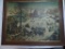 (BR2) FRAMED WALL ART; OIL ON CANVAS, NO NOTED SIGNATURE, WINTER SCENE IN A VILLAGE WITH MANY