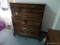 (BR2) MID-CENTURY MODERN 5-DRAWER CHEST; 3RD DRAWER HAS WOVEN PANELS ON DRAWER FRONT, AND THE BRASS