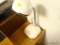 (BR3) WHITE METAL GOOSENECK DESK LAMP; ELECTRIC, MEASURES 15