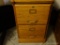 (BR3) LIGHT WOOD FILING CABINET; 2-DRAWER WITH METAL HARDWARE AND LOCK.