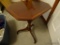 (BR3) PEDESTAL SIDE TABLE; RECTANGULAR/ OCTAGONAL TOP ATOP A PEDESTAL WITH SPIDER LEGS. INLAY