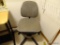 (CLOS) GREY AND BLACK ROLLING OFFICE CHAIR; ADJUSTABLE SEAT AND BACK, CHROME CIRCULAR FOOTREST, AND
