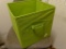 (CLOS) GREEN CANVAS STORAGE CUBE WITH HANDLE AND LOWER PANEL FOR STUDY STORAGE IN A BRIGHT LIME