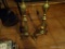 (LR) BRASS FIREPLACE ANDIRONS; FINIAL TOPS, EACH MEASURING 18