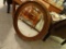 (LR) OVAL SHAPED MIRROR WITH PAINTED BRONZE FRAME; EXCELLENT CONDITION AND READY TO HANG, FROM THE
