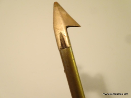 (LR) BRASS FISHING SPEAR/ HARPOON; MEASURES 46 3/4" LONG.