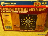 (MBR) UNICORN ELECTRONIC SOFT-TIP DARTBOARD WITH CABINET; IN ORIGINAL BOX, MADE BY SPORTCRAFT,