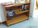 (BR2) 2-SHELF WOODEN BOOKCASE; BRACKET FEET. IDEAL WHERE SPACE IS A PREMIUM BUT YOU DON'T WANT TO