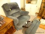 (LR) RECLINER BY LA-Z-BOY; WEDGEWOOD BLUE PLUSH CHAIR (SLIGHTLY SMALLER THAN LOT #14), STYLE