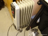 (BR3) DELONGHI PORTABLE ELECTRIC HEATER WITH DIGITAL DISPLAY; OFF WHITE IN COLOR WITH DARK BROWN