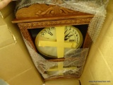 (BR3) CLOCK WITH BROKEN GLASS FRONT; STORED IN CARDBOARD BOX.
