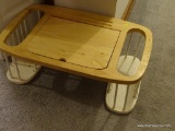 (LR) LIGHT WOOD AND WHITE PAINTED BED TRAY; GREAT FOR RECOVERING FROM ILLNESS OR INJURY, OR EVEN