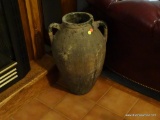 (LR) LARGE DOUBLE-HANDLED URN, AGED STONE APPEARANCE, CAN BE USED FOR SO MANY THINGS! MEASURES 14?