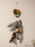 (K) WALL DECOR; INCLUDES 2 CARDINALS SITTING ON A SNOWY PINE BRANCH AS WELL AS A HEART-SHAPED 3-D