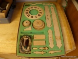 (K) VINTAGE WOODEN CLOCK KIT; COMPLETE WITH ALL ORIGINAL PARTS IN CUSHIONED BOX WITH INSTRUCTION