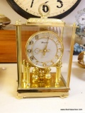 (K) GLASS AND BRASS RECTANGULAR MASTER CLOCK BY NISSHIN CLOCK INDUSTRIAL CO.; 400 DAY CLOCK WITH