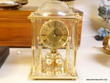 (K) LORICRON BRASS AND GLASS DOME CLOCK; MEASURES 5.5