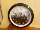 (K) ROUND LOCOMOTIVE WALL CLOCK; MEASURES 13