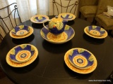 (DR) DERUTA HAND PAINTED COLLECTION SET; INCLUDES LARGE CENTERPIECE BOWL AND HANDLED PITCHER WITH
